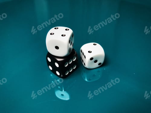 Preview: Stacked dice on petrol background