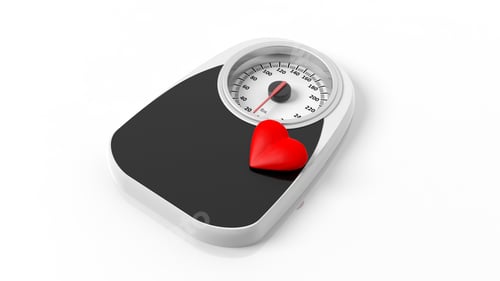Preview: Bathroom scale with heart icon, isolated on white background.