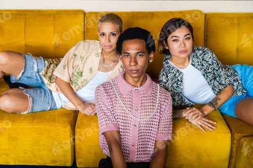 Preview: Group of friends bonding at home, LGBTQ and diversity concepts