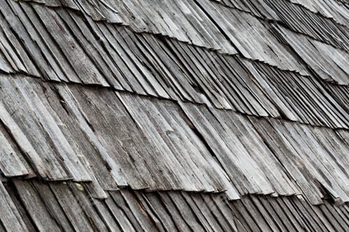 Preview: Roof covering from old gray wooden planks