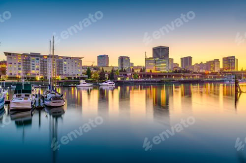 Preview: Tacoma, Washington, USA downtown skyline at dusk