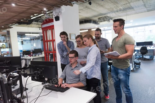 Preview: startup business people group working as team to find solution