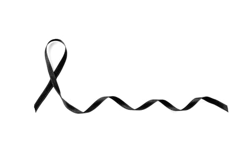 Preview: Black ribbon on white background. Funeral accessory