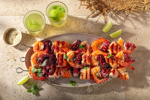 Preview: Hot roasted skewer with spices and herbs.
