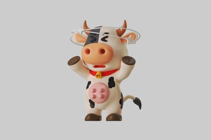 Preview: Dizzy cartoon cow with bell
