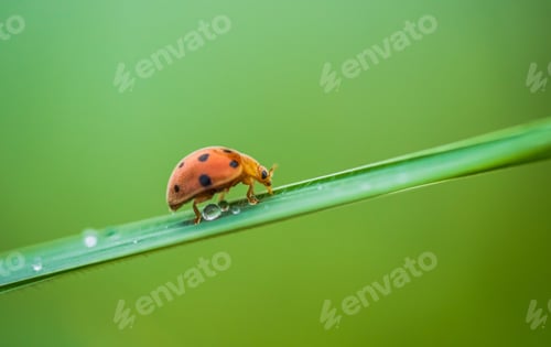 Preview: Lady bug on green leaves