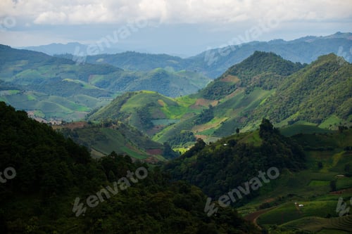 Preview: Top view Landscape of Morning Mist with Mountain Layer