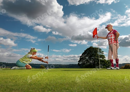 Preview: Mature ladies playing golf