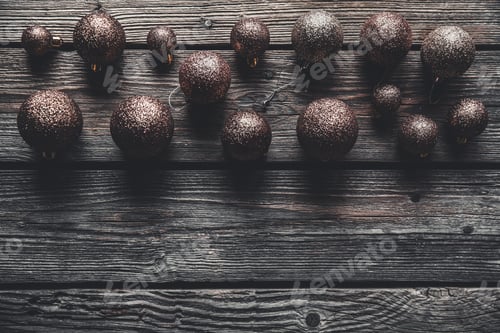 Preview: Christmas or New Year background. Vintage Christmas tree toy decoration balls