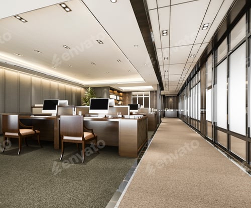 Preview: 3d rendering business meeting and working room on office building
