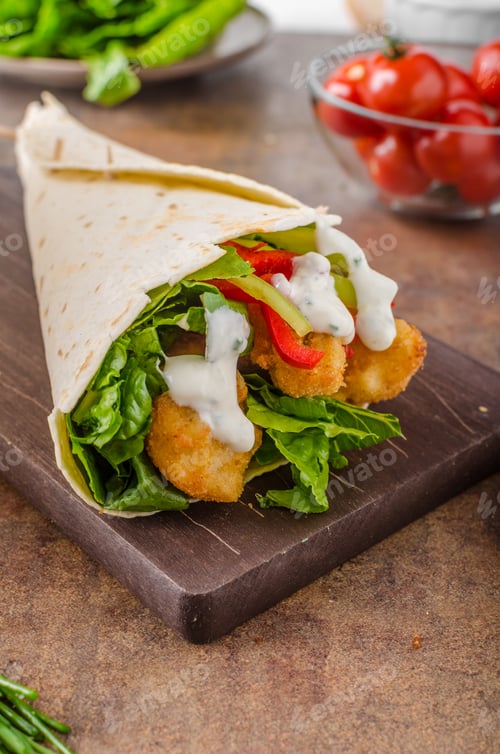 Preview: Tortilla with breaded chicken