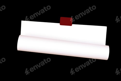 Preview: rolled empty sheet of paper on the wall, isolated on black