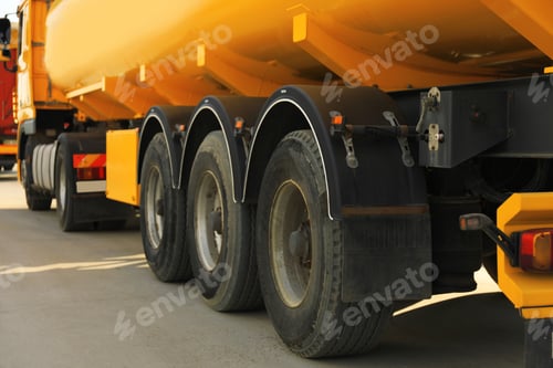 Preview: Modern truck parked on road, closeup view