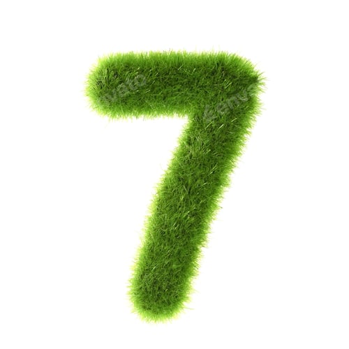 Preview: Grass "7" Number, Isolated On White Background.