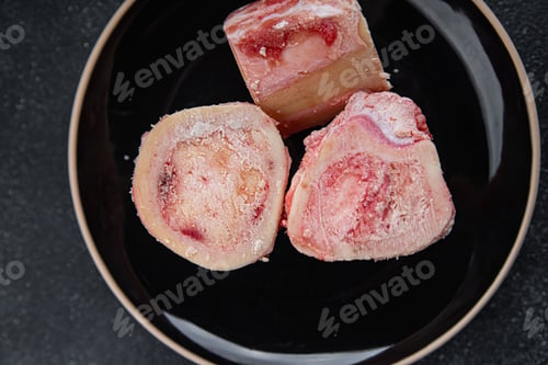 Preview: raw bone food bone marrow fresh eating cooking appetizer meal food snack on the table copy space
