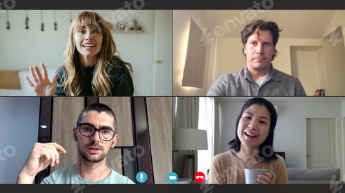 Preview: Colleagues having a video conference while working from home during the coronavirus pandemic