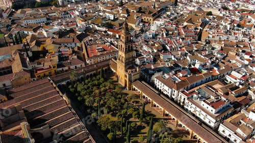 Preview: Aerial view of Mosque Cathedral of Cordoba, Roman bridge, Andalusia, Spain