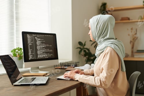 Preview: Muslim Woman Working On Computer Code