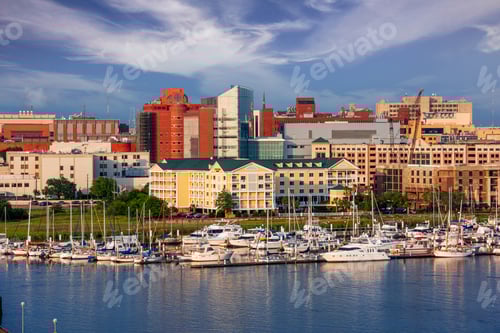 Preview: Charleston, South Carolina, USA skyline over the Ashley River