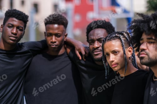 Preview: Group of friends fighting for racism doing sport