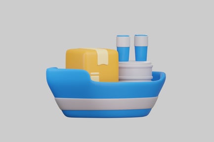 Preview: Cartoon boat with cargo box