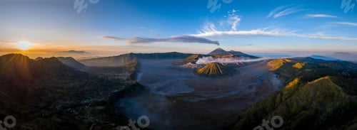 Preview: Panorama of Bromo volcano at sunrise, East Java, Indonesia