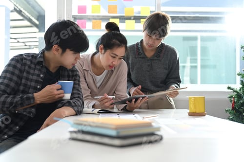 Preview: Startup business team working and brainstorming in modern co working office.