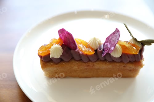 Preview: Sweet Homemade Fance Peach Cake On Wooden Table