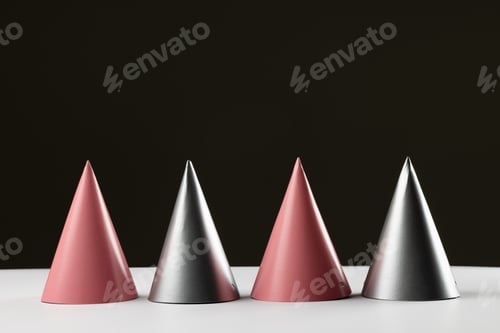 Preview: Composition of close up of new years hats on black background