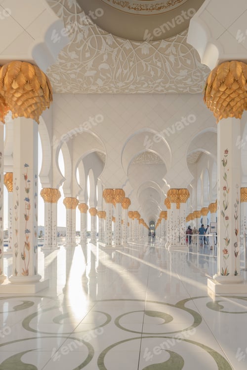 Preview: Sheikh Zayed Grand Mosque Center, Abu Dhabi in United Arab Emirates or UAE. Muslim building.