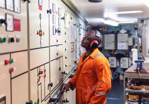 Preview: Marine engineer officer working in engine room