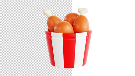 Preview: 3D Fried Chicken Bucket Fast Food Meal