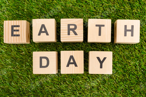 Preview: Top view of cubes with earth day lettering on green