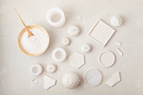 Preview: Handmade craft molds, plaster powder and gypsum objects for interior decoration