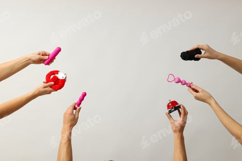 Preview: Intimate toys for adults in the hands of women.