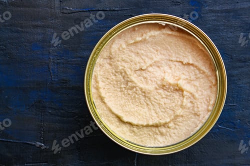 Preview: Cod Roe (Seafood Semi-Finished, Caviar Codfish) Menu Concept. Background. Top View. Copy Space For