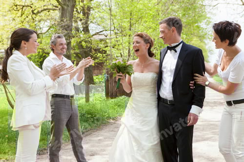 Preview: Friends applauding newlywed couple