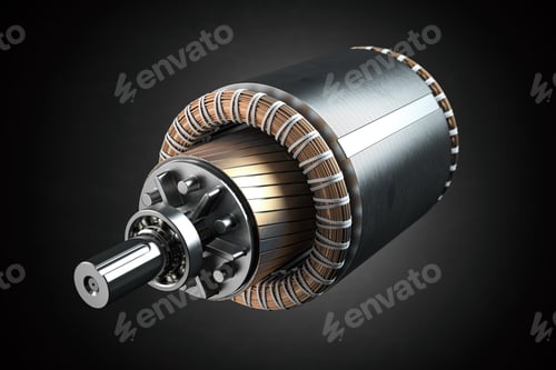 Preview: Electric Motor Rotor on Dark Background