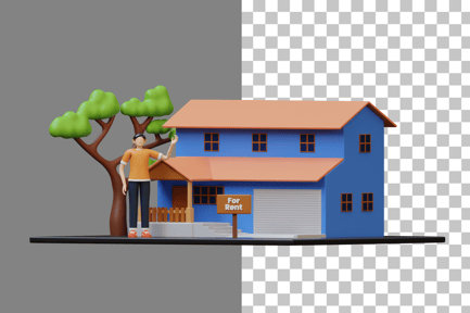 Preview: House for Rent 3D Illustration