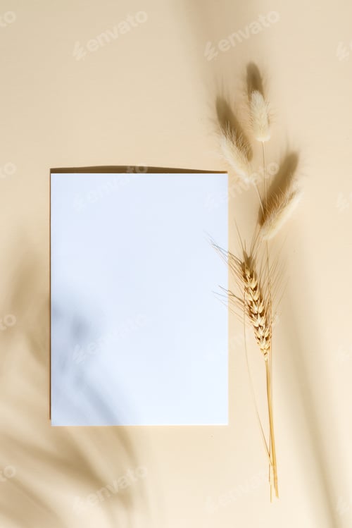 Preview: Mockup paper card with shadow on a beige background
