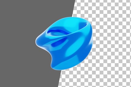 Preview: Blue Abstract Metalic Twisted And Bend Shape 3D Icon
