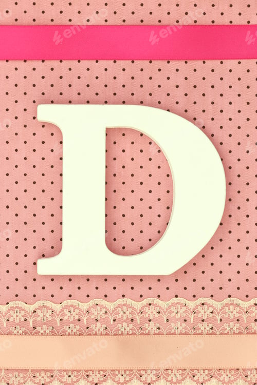 Preview: Wooden letter D on polka dots background