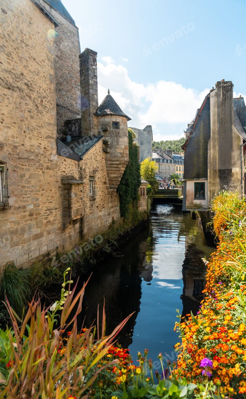 Preview: Traditional wooden houses by the river in the medieval town of Quimper
