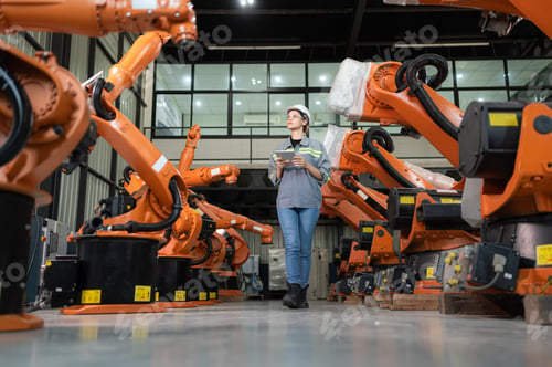 Preview: A female auditor Inspected to account for the company's robot assets that were brought