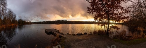 Preview: Lake and Cityscape in background during colorful sunset