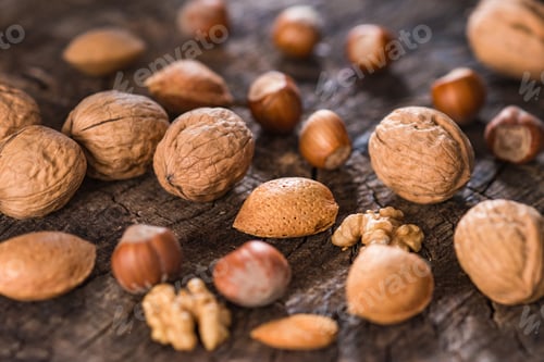 Preview: Mixed Nuts on Rustic Wooden Table