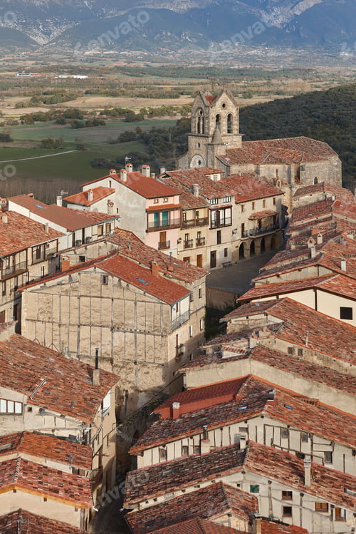 Preview: Picturesque medieval village of Frias. Antique tile roofs. Burgos. Spain