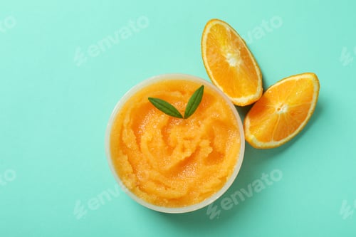 Preview: Cosmetic skin care scrub on mint background