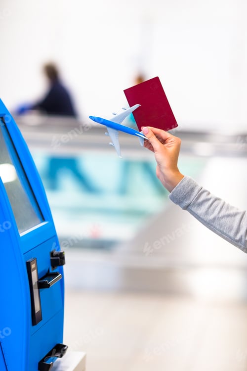 Preview: Terminal for self-check-in for flight or buying airplane tickets at airport