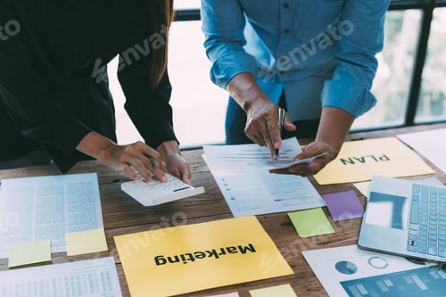Preview: Business financial team work together in project brainstorm meeting.
